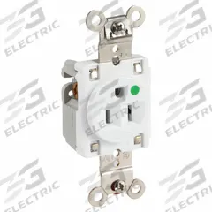 HUBBELL Receptacle: Hospital Grade Fed. Spec., Single, 5-15R, White, 125V AC, 15 A, 2 Pole / 3 Wire (MPN HBL8210W)
