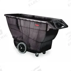 RUBBERMAID COMMERCIAL PRODUCTS Tilt Truck: 27 cu ft, 2,100 lb, (2) Axle-Mounted/(2) Swivel, Black (MPN FG9T1600BLA). Key specifications — Color: Black; Brand: RUBBERMAID COMMERCIAL PRODUCTS; Caster/Wheel Configuration: (2) Axle-Mounted.