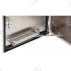 HOFFMAN Door Stop Kit: Securing Door Open, Mounted at Either Top or Bottom of Door, Stainless Steel (MPN ADSTOPKSS6). Key specifications — Finish: Brushed; Brand: HOFFMAN; Accessory Type: Door Stop Kit; Application: Securing Door Open; Features: Mounted at Either Top or Bottom of Door; Material: Stainless Steel.