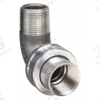 Union - Conduit to Box, 90 Degrees: Aluminum, 1/2 in Trade Size, Female to Male (MPN GUML-1). Key specifications — Ends - Hazardous Fittings: 1/2 in FNPT x 1/2 in MNPT; Finish: Plain; Brand: HUBBELL KILLARK.