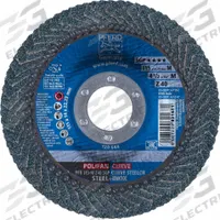 PFERD Flap Disc: Radial, 4-1/2" x 7/8", Zirconia Alumina, 40 Grit, Fiberglass Bk, Std Density (MPN 67192). Key specifications — Connector Size: 7/8 in; Series: Z SGP CURVE; Brand: PFERD.