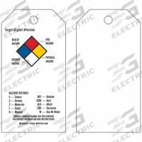 BRADY Tag: Polyester, Rectangle, 5 3/4 in Ht, 3 in Wd, 0.01 in Thick, Indoor/Outdoor, English, 25 PK (MPN 76228). Key specifications — Lamination Type: Not Laminated; Includes: (25) Nylon Ties.