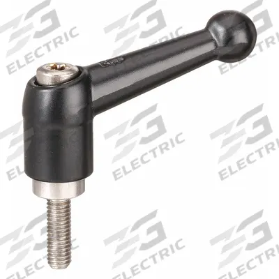 KIPP Adjustable Handle: Zinc w/ SS Thread, #10-32 - Ball-Style Adjustable Handles with Threaded Stud