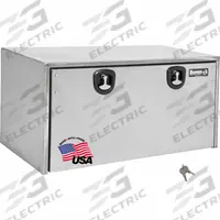 BUYERS PRODUCTS Underbody: Underbody Truck Box, Single Drop-Down Door Door, 18 in Overall Dp, Silver (MPN 1702610). Key specifications — Color: Silver; Brand: BUYERS PRODUCTS; Lock Type: Keyed.
