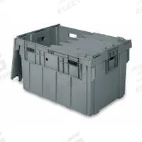 BUCKHORN Attached Lid Tote: 45.6 gal, 34 in x 24 in x 19 5/8 in, Gray Body, Gray Lid, Plastic (MPN AS3424201201000). Key specifications — attr1188613: Plastic; attr1188631: BUCKHORN.