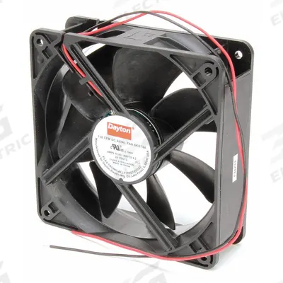 Dayton Axial Fan: 108 cfm Airflow @ 0.000 in SP, 4 11/16 in Ht, 1 1/2 in Dp, Lead Wires - Standard Square Axial Fans