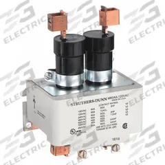 STRUTHERS-DUNN Mercury Displacement Contactor: 120V AC, 60 A Full Load Current - Resistive, 2 Poles (MPN M60AA-120VAC). Key specifications — Brand: STRUTHERS-DUNN; Terminal Connection Type: Screw Terminals; Contact Material: Liquid Mercury.