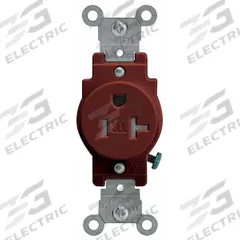 LEVITON Receptacle: Single, 5-20, Brown, 125V AC, 20 A, 2 Pole / 3 Wire (MPN T5020)
