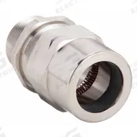 Liquid-Tight Conduit Fitting: Nickle Plated Brass, 2 in Trade Size, Non-Insulated, Straight (MPN TMC2-200200NB). Key specifications — Insulated: Non-Insulated; Box Connection: 2 in MNPT; Hazardous Location Rating: Class II, Division 1 and 2, Groups E, F, G; Brand: APPLETON ELECTRIC.