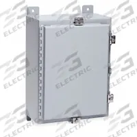 WIEGMANN Enclosure: Steel, 20 in x 16 in x 8 in, NEMA 12/13/4, Solid Cover, Hinged (MPN N4201608). Key specifications — Closure Method: Clamps; Brand: WIEGMANN; Knockouts: Not Included.