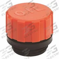 ELESA Hydraulic Breather: 40 micron Filter, 3/8", NPT, Marked "OIL" Design, Orange Splash Guard (MPN 956662). Key specifications — Brand: ELESA; Thread Size: 3/8"; Thread Type: NPT; Body Material: Polyamide.