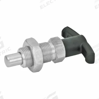 JW WINCO Indexing Plungers with T-Handle: Nonlocking, 18-8 SS Body & Plunger, M16x1.5 - Nonlocking T-Handle Indexing Plungers with Jam Nut