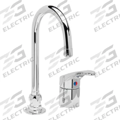 ZURN Gooseneck Kitchen Faucet: AquaSpec, Cast Brass, Off-Centered, Deck, 2 Mounting Holes - Off-Centered Kitchen Faucets