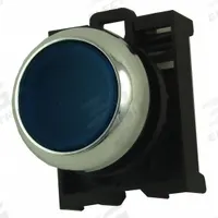 EATON Flush Push Button: Blue, 22 mm Mounting Size, Non-Metallic, Momentary (MPN M22M-DL-B). Key specifications — Brand: EATON; Action: Momentary; Series: M22; Push Button Material Type: Non-Metallic.