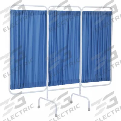 R&B WIRE PRODUCTS Privacy Screen: 3 Panels, Fabric, Blue - Crutch-tipped Privacy Screens