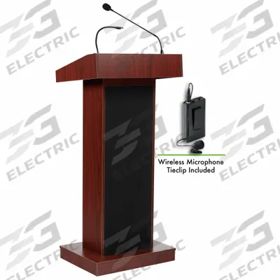 OKLAHOMA SOUND Sound Lectern: Mahogany, Clip-On/Mounted, Laminate, 46 in Overall Ht - Sound Lecterns