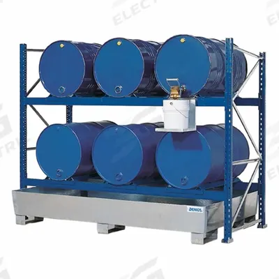 DENIOS Drum Dispensing Racks & Trucks: 96 in x 36 in x 96 in, For 6 Drums, 2 Levels - Drum Storage Racks
