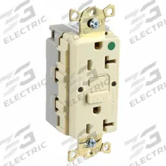 HUBBELL GFCI Receptacle: Hospital Grade Fed. Spec., Decorator Duplex, 5-20R, Ivory, GFCI, 125V AC (MPN SNAPGF83I)