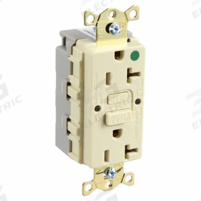 HUBBELL GFCI Receptacle: Hospital Grade Fed. Spec., Decorator Duplex, 5-20R, Ivory, GFCI - General Purpose Receptacles