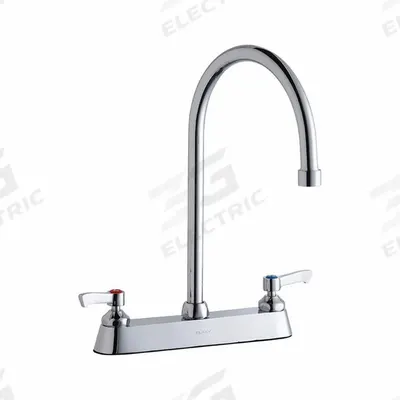 ELKAY Handle-Operated Faucet: Elkay, Brass, Centerset, Deck, 3 Mounting Holes - Centerset Kitchen Faucets