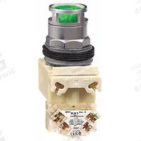 SCHNEIDER Illuminated Push Button: Illuminated, Flush Profile, Metallic, 30 mm, SPDT (MPN 9001K3L1GH13). Key specifications — Brand: SCHNEIDER; Action: Momentary; Series: 9001K; Push Button Material Type: Metallic.