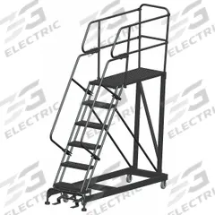 BALLYMORE Mobile Work Platform: 5 ft Platform Ht - Max, 24 in x 48 in, Steel, 800 lb Load Capacity (MPN SEP6-2448). Key specifications — Folding: Not Foldable; Mobility: Rolling; Brand: BALLYMORE; Color: Gray; Height Adjustability: Fixed Height; Includes Handrails: Handrails Included; Locking Mechanism: Foot-Activated Step Lock; Handrails: Includes Handrails.