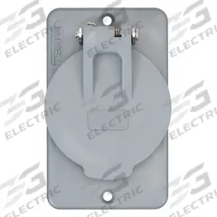 HUBBELL WIRING DEVICE-KELLEMS Weatherproof Cover: Portable Outlet Box Cover, Single Receptacles, 3R (MPN HBL3057). Key specifications — Color: Gray; Brand: HUBBELL WIRING DEVICE-KELLEMS.