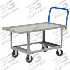 LITTLE GIANT Platform Truck: 2,000 lb, 60 in L x 30 in W x 26 in H Deck, Solid, 12 ga Deck, Rubber (MPN RNL-3060-6MR). Key specifications — Side Panel Type: No Side Panels; Brand: LITTLE GIANT; Color: Gray; Caster/Wheel Configuration: (2) Rigid.