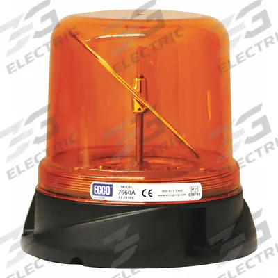 ECCO Rotating Beacon: Rotating Beacon, Amber, 6 3/16 in Overall Ht, LED - Vehicle Rotating Beacons