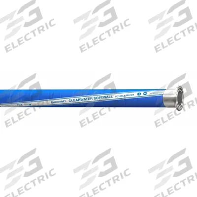 CONTINENTAL Discharge Hose: 3/4 in Hose Inside Dia., 25 ft Hose Lg, 150 psi, Blue - Polyethylene Potable Water Discharge Hose Assemblies with Smooth EPDM Cover and Synthetic Spiral-Plied Fabric Reinforcement