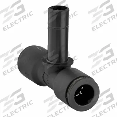 LEGRIS Push-Fit Tee Fitting: 3/8 in OD x 3/8 in OD x 3/8 in OD Size, Nylon - Nylon & Nickel-Plated Brass Tube Fittings