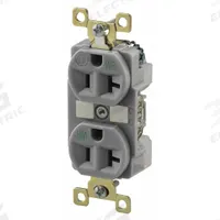BRYANT Receptacle: Duplex, 5-20, Gray, 125V AC, 20 A, 2 Pole / 3 Wire (MPN BRY5362GRYWR)