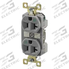BRYANT Receptacle: Duplex, 5-20, Gray, 125V AC, 20 A, 2 Pole / 3 Wire (MPN BRY5362GRYWR)