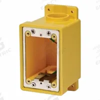 LEVITON FD Box: Stainless Steel, Rectangular, 1 Gangs, 3 1/8 in Box Dp, 3 1/8 in Box Wd (MPN FDBX1-YL). Key specifications — Brand: LEVITON; Bracket Style: Without Bracket; Clamp Style: Without Clamps.