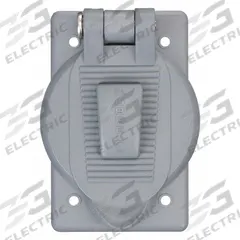HUBBELL WIRING DEVICE-KELLEMS Weatherproof Cover: Polycarbonate, Receptacles, 1 Gangs, No Enclosure (MPN HBL7424WO). Key specifications — Brand: HUBBELL WIRING DEVICE-KELLEMS; Color: Gray; Compatible with Product Type: Receptacles; Mounting Orientation: Vertical.