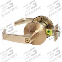 STANLEY SECURITY SOLUTIONS Door Lockset: Privacy Lever Locksets, Bronze, ADA Compliant (MPN 9K30L15DS3612). Key specifications — Ligature Resistance: Not Ligature-Resistant; Brand: STANLEY SECURITY SOLUTIONS; Lockset Function ANSI Code: F76; Visual Indicator Message: No Message; Lockset Style: Contour Angle Return; ADA Compliant: Yes; Finish: Satin Bronze, Clear Coated : Zinc Alloy.