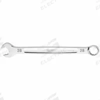 MILWAUKEE Combination Wrench: Steel, Chrome, 28 mm Head Size, 14 3/8 in Overall Lg, Std (MPN 45-96-9528). Key specifications — attr309539: 28 mm; attr309567: Yes; attr324930: MILWAUKEE.