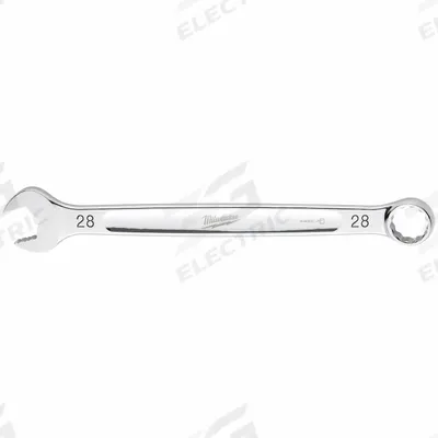 MILWAUKEE Combination Wrench: Steel, Chrome, 28 mm Head Size, 14 3/8 in Overall Lg - Metric 12-Point Combination Wrenches