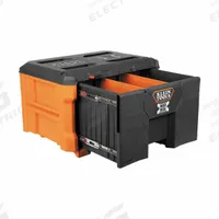 KLEIN TOOLS Tool Box: 16 3/8 in W x 14 3/8 in H x 22 5/16 in D, 1 Drawers, Polymer, Orange (MPN 54821MB). Key specifications — attr1116254: KLEIN TOOLS; attr1116262: Orange; attr1135679: Latch.