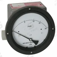 MIDWEST INSTRUMENT Differential Pressure Gauge & Switch: In-Line, 1/4 in NPT Female, 220, IP65 4X (MPN 220-SC-02-O(AAA)-10P). Key specifications — Sensor Type: Piston; Series: 220; Housing Material: 316 Stainless Steel; Certificate of Calibration: Not Included; Gauge Accuracy: ±3-2-3%.