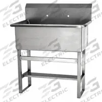 SANI-LAV Scrub Sink: 45 1/2 in Overall Ht, 22 in Bowl Lg, 10 1/2 in Bowl Dp, 2 Faucet Holes, 14 ga (MPN 531F8). Key specifications — Includes Side Splash: Side Splash Not Included; Brand: SANI-LAV.