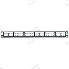 Patch Panel with Labels: 1 Rack Units, 24 Ports, Flat, Label Pocket/Not Numbered, Unshielded (MPN CPPL24WBLY). Key specifications — Brand: PANDUIT; Compatible Adapter Type: Panduit Mini-Com Modules; Material: Steel; _Access Type: Front Access; _Port Labeling: Label Pocket; _Series: Mini-Com; _Shielded: Unshielded.