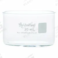 Crystallizing Dish: 40 mm Dia, 25 mm Overall Ht, No Surface Treatment, Borosilicate Glass, Clear (MPN UNCRDSH-FB-20). Key specifications — Material: Borosilicate Glass; Brand: UNITED SCIENTIFIC SUPPLIES INC; Surface Type: No Surface Treatment.
