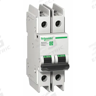 SCHNEIDER Miniature Circuit Breaker: 4 A Amps, 14kA at 120/240V AC, Screw Clamp - C-Curve, 2-Pole UL489 DIN Rail-Mount Miniature Circuit Breakers