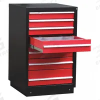 APPROVED VENDOR Modular Drawer Cabinet: 27 3/4 in x 28 in x 44 3/4 in, 7 Drawers, 66 Compartments (MPN 2HFP4). Key specifications — Drawer Inside Height: (1) 6-3/4 in; Base Type: Frame; Number of Compartments per Drawer: (6) 9; Brand: APPROVED VENDOR; Cabinet Color: Black/Red.