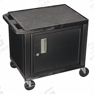 APPROVED VENDOR Audio-Visual Cart: 24 in L x 18 in W, 24 in L x 18 in W 24 1/2 in H, Plastic - Low-Profile AV Carts with Plastic Shelves & Steel Storage Cabinets