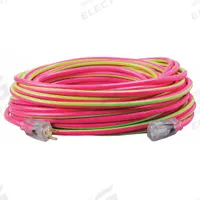 SOUTHWIRE Extension Cord: Outdoor Use, 100 ft Lg, Outlet, 5-15P, 12/3, SJTW, Lime Green/Pink (MPN 2549SW0077). Key specifications — Brand: SOUTHWIRE; Temperature Rating: -40° to 140°F; NEMA Plug Configuration: 5-15P.