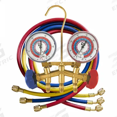 JB INDUSTRIES Manifold Gauge: 2 Valves, 3 Hoses, Series M2, 2 1/2 in Gauge - Analog Manifolds