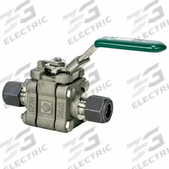 PARKER Manual Two-Way Ball Valve: 1/4 in, 316 Stainless Steel, Straight, Sweat x Sweat, Three-Piece (MPN 4A-SWB4L-RT-T-SS-LD-GR). Key specifications — Brand: PARKER; Handle: Locking Lever.