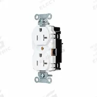 HUBBELL Receptacle: Duplex, 5-20, White, 125V AC, 20 A, 2 Pole / 3 Wire (MPN 5352STW)